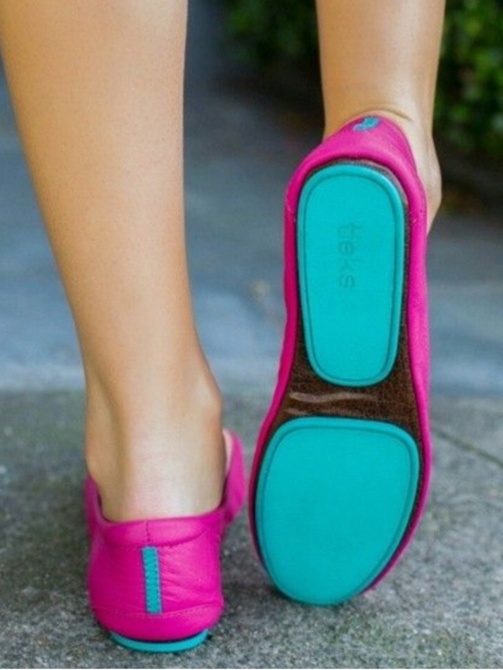 Tieks Fushia Ballet Flats Leather Foldable Size 9